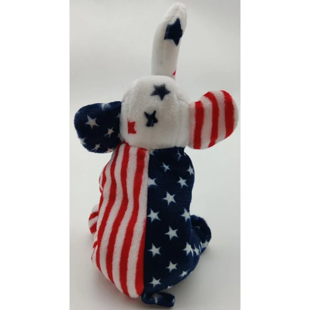 Vintage TY Beanbag Plush Righty 2000 Elephant Patriotic Retired Stars Stripes